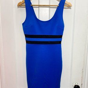 NWOT Bodycon Blue & Black Sheer Stripe Mini Dress
